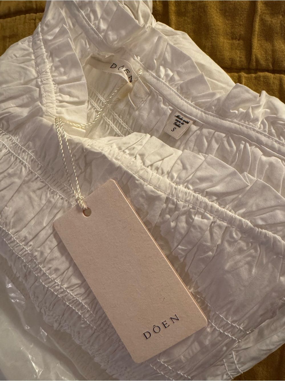 NWT Doen Rizzo Dress Salt White Organic Cotton Smocked Mini Dress - Picture 5 of 6